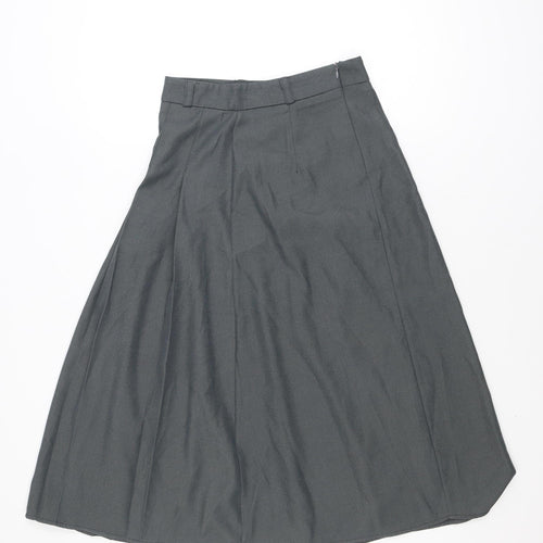 Fashion Classic Women Grey A-Line Knee Length Skirt M Polyester Workwear