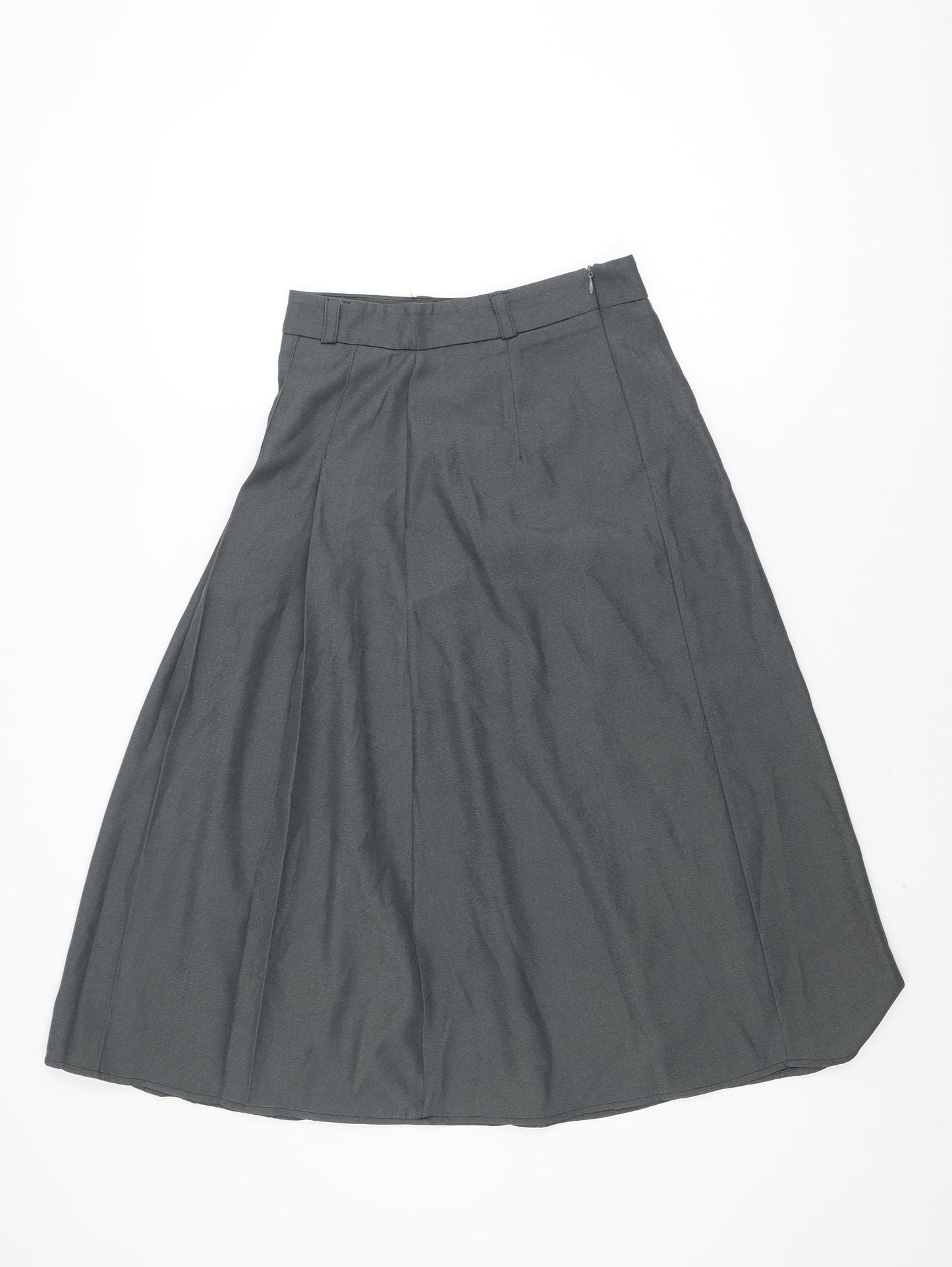 Fashion Classic Women Grey A-Line Knee Length Skirt M Polyester Workwear