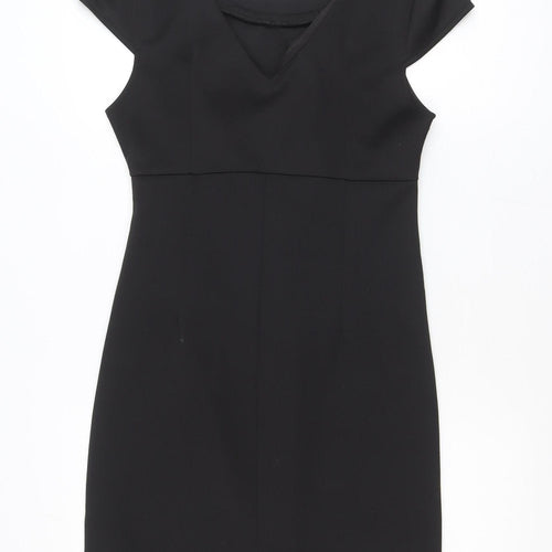 Dunnes Womens Black Size 14 Sheath Beaded Neck Party Dress