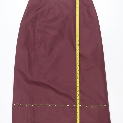 VILA Women’s Midi Burgundy Pencil Skirt Lined Beaded Detail Size L