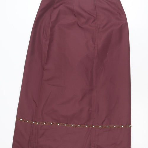 VILA Women’s Midi Burgundy Pencil Skirt Lined Beaded Detail Size L
