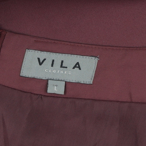 VILA Women’s Midi Burgundy Pencil Skirt Lined Beaded Detail Size L