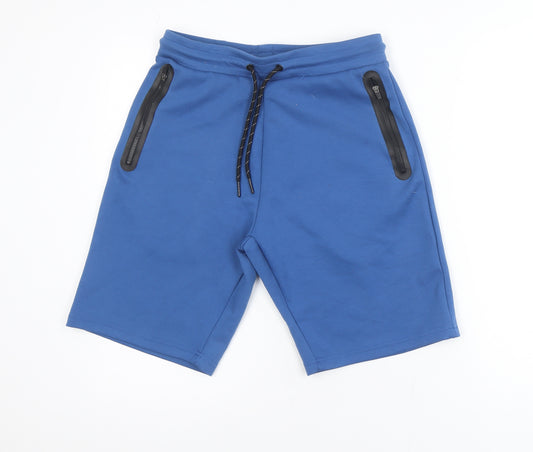 Dunnes Stores Men's Blue Sweat Shorts Small Elastic Waist Drawstring