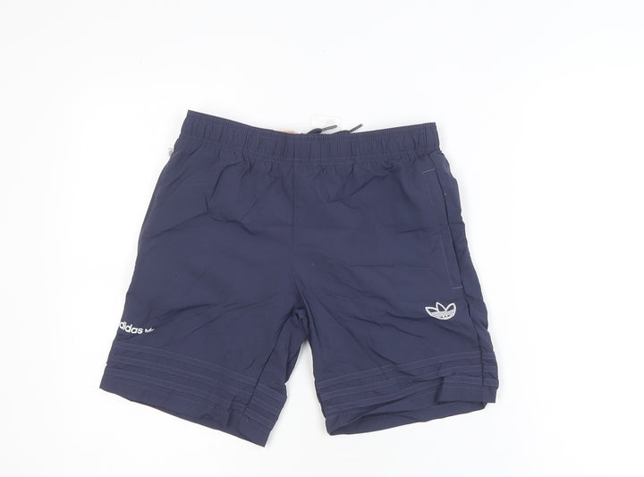 Adidas Boys Blue Athletic Shorts 11-12 Years Regular Fit Elastic Waist