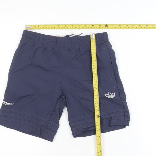 Adidas Boys Blue Athletic Shorts 11-12 Years Regular Fit Elastic Waist