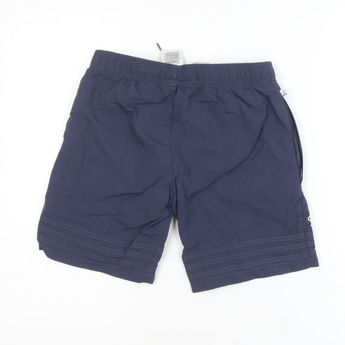 Adidas Boys Blue Athletic Shorts 11-12 Years Regular Fit Elastic Waist