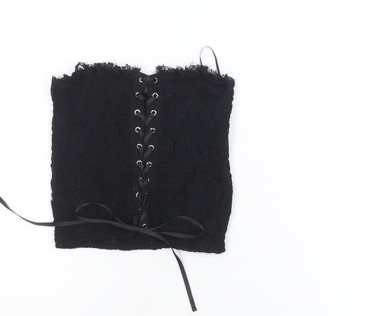 Zara Women Black Lace Up Strapless Camisole Top Size M