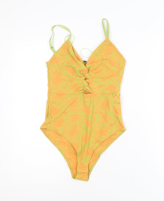 Zara Womens Orange Floral Camisole Bodysuit S