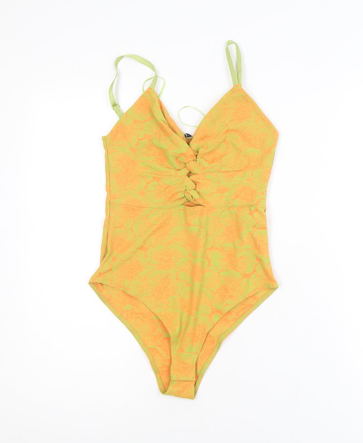 Zara Womens Orange Floral Camisole Bodysuit S