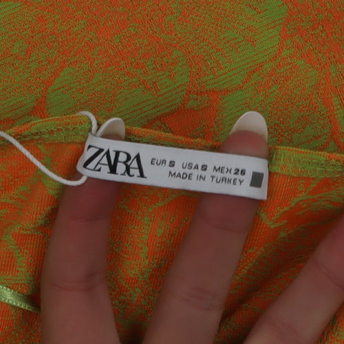 Zara Womens Orange Floral Camisole Bodysuit S