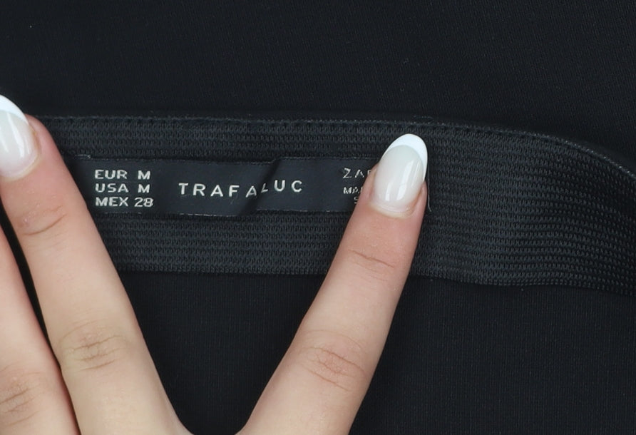 Zara Trafaluc Women's Black Lace Trim Short Pencil Skirt Size 12