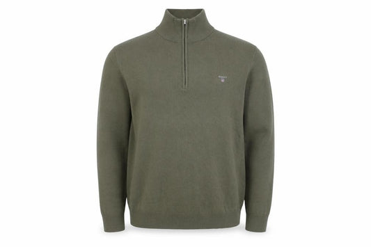 GANT Men’s Green XL 1/2 Zip Knit Jumper High Neck Classic Style