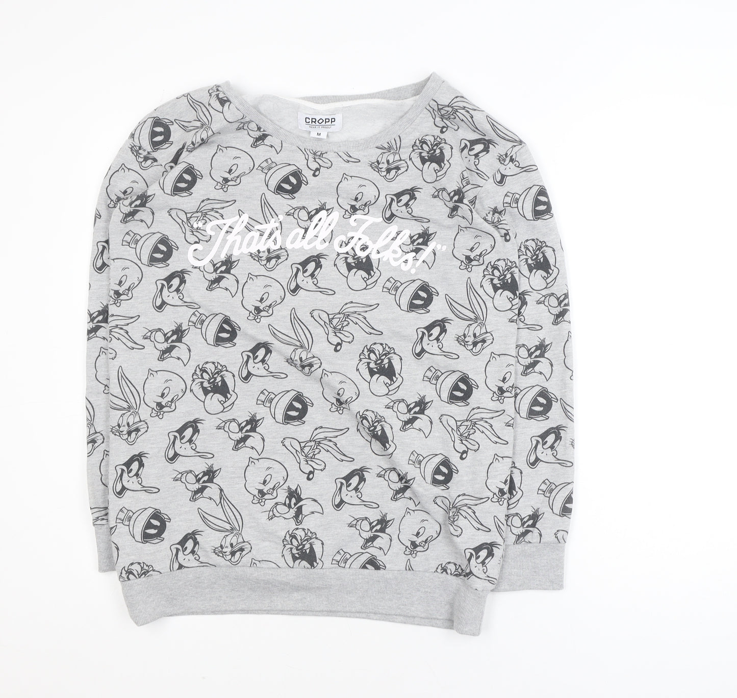 Cropp Mens Grey Cartoon Graphic Pullover Sweatshirt M