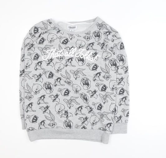 Cropp Mens Grey Cartoon Graphic Pullover Sweatshirt M