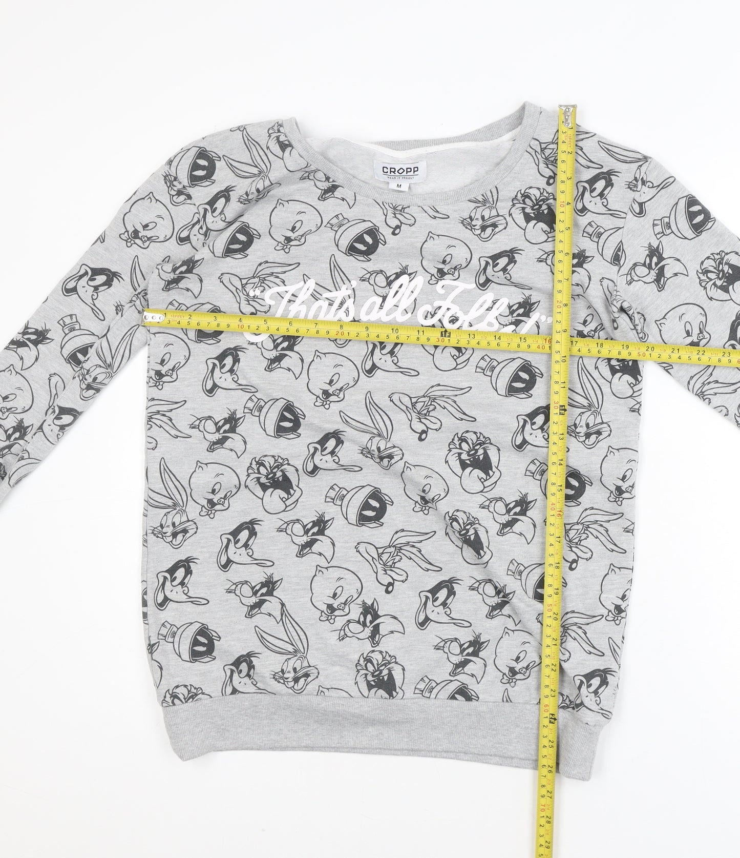 Cropp Mens Grey Cartoon Graphic Pullover Sweatshirt M