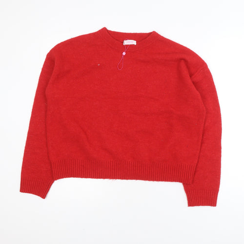 Savida Women Red Crew Neck Long Sleeve Pullover Jumper Size 14