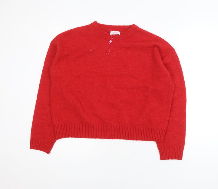 Savida Women Red Crew Neck Long Sleeve Pullover Jumper Size 14