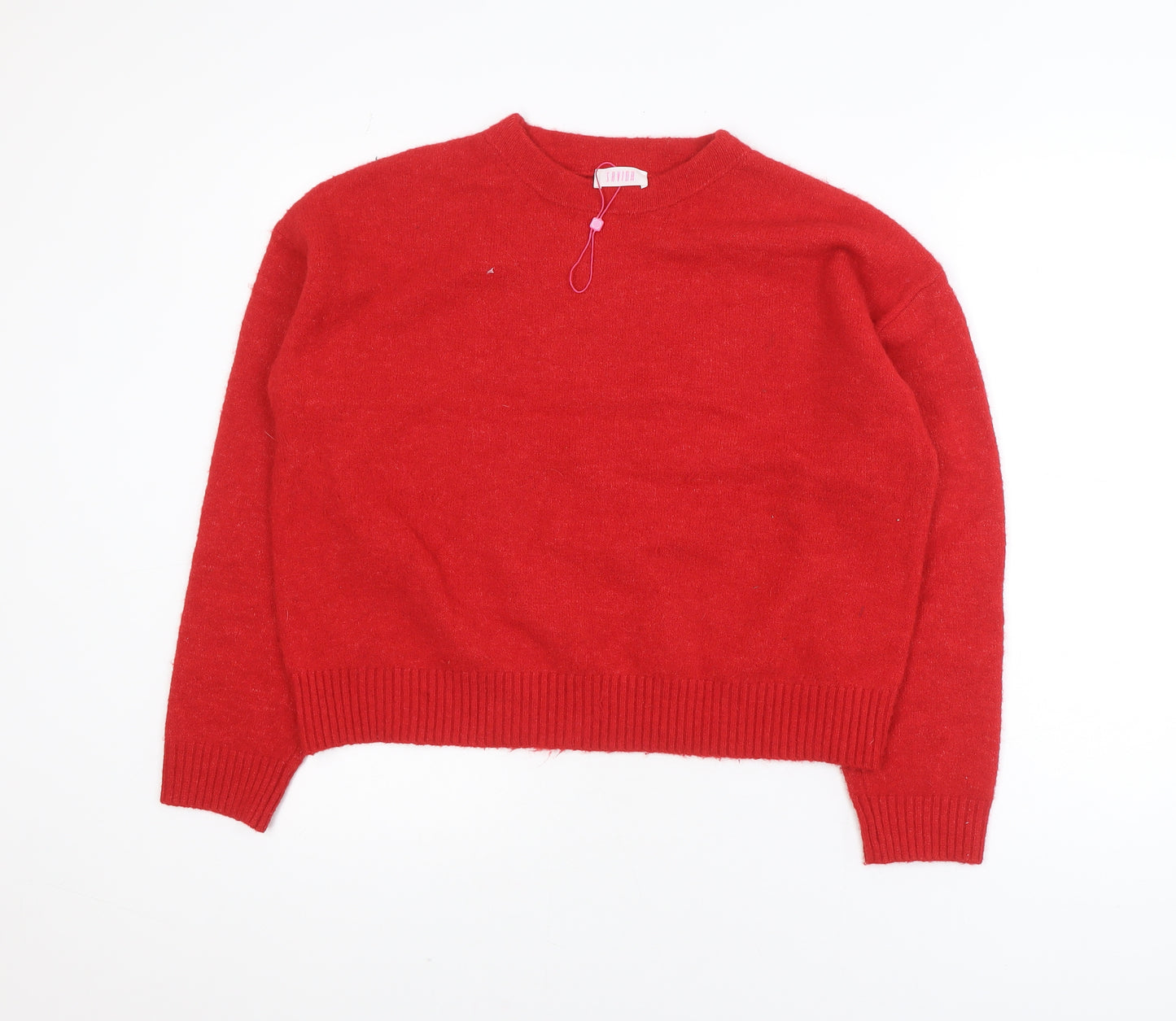 Savida Women Red Crew Neck Long Sleeve Pullover Jumper Size 14