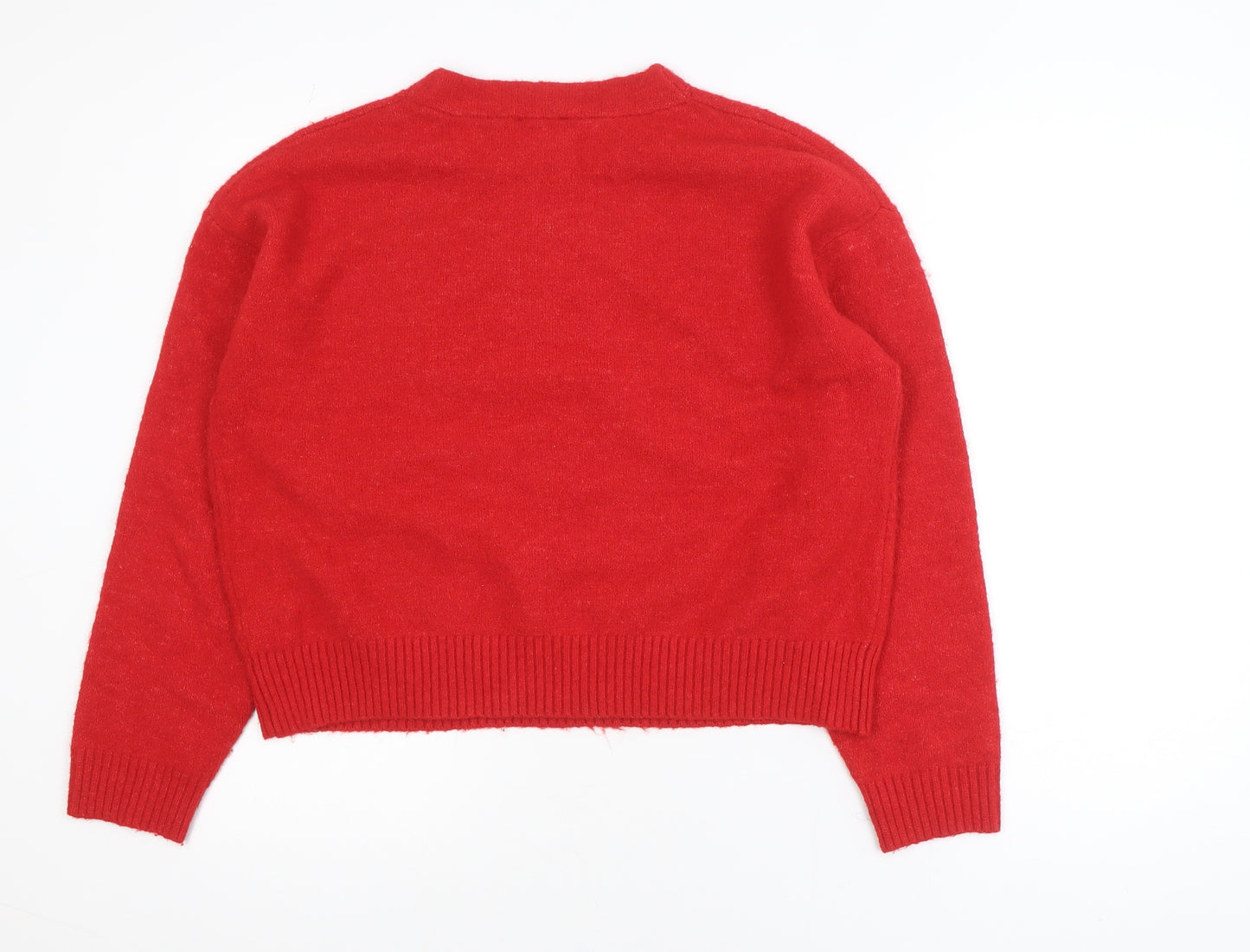 Savida Women Red Crew Neck Long Sleeve Pullover Jumper Size 14