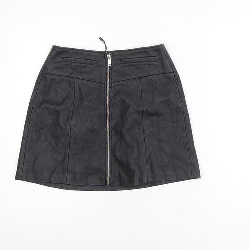 Bershka Women’s Black Faux Leather Short Pencil Skirt Size 8