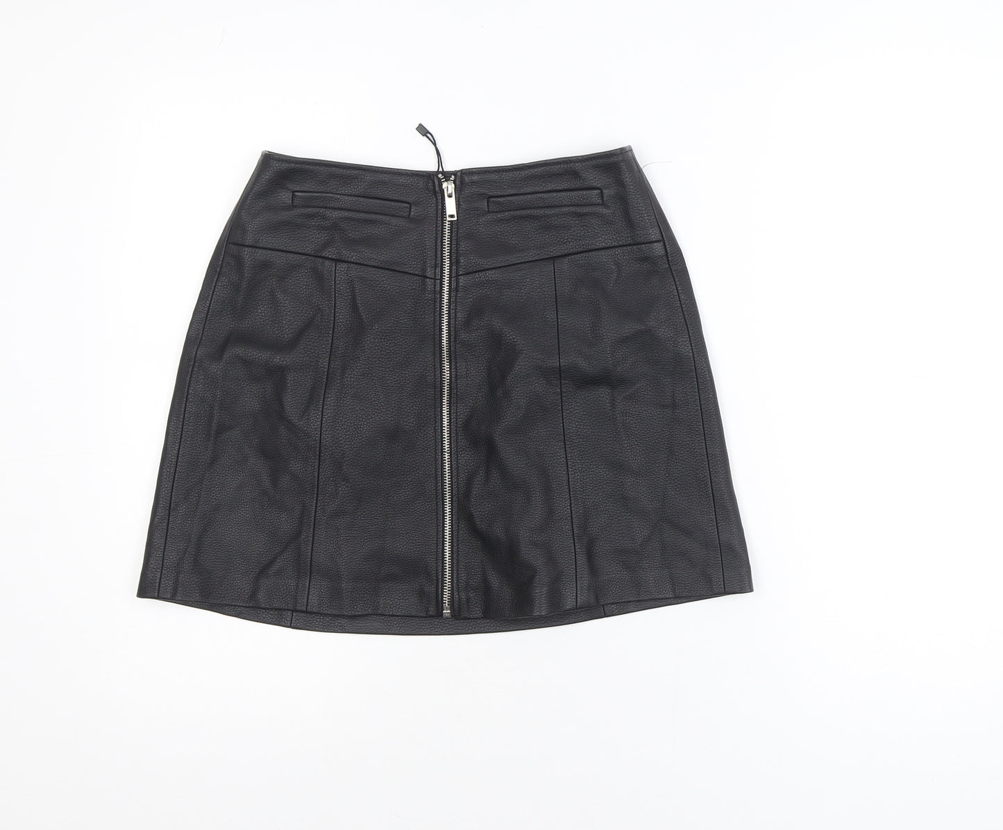 Bershka Women’s Black Faux Leather Short Pencil Skirt Size 8
