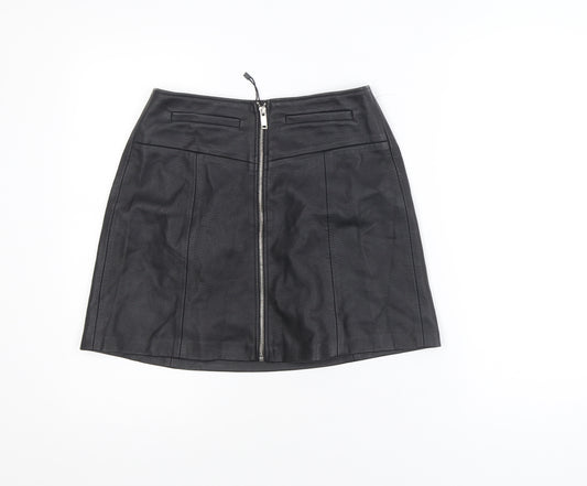Bershka Women’s Black Faux Leather Short Pencil Skirt Size 8