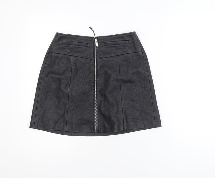 Bershka Women’s Black Faux Leather Short Pencil Skirt Size 8