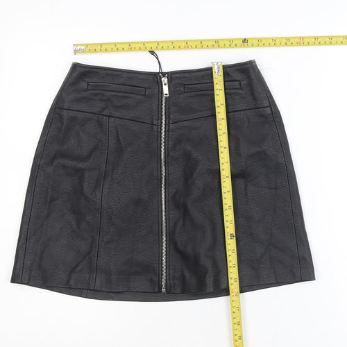 Bershka Women’s Black Faux Leather Short Pencil Skirt Size 8