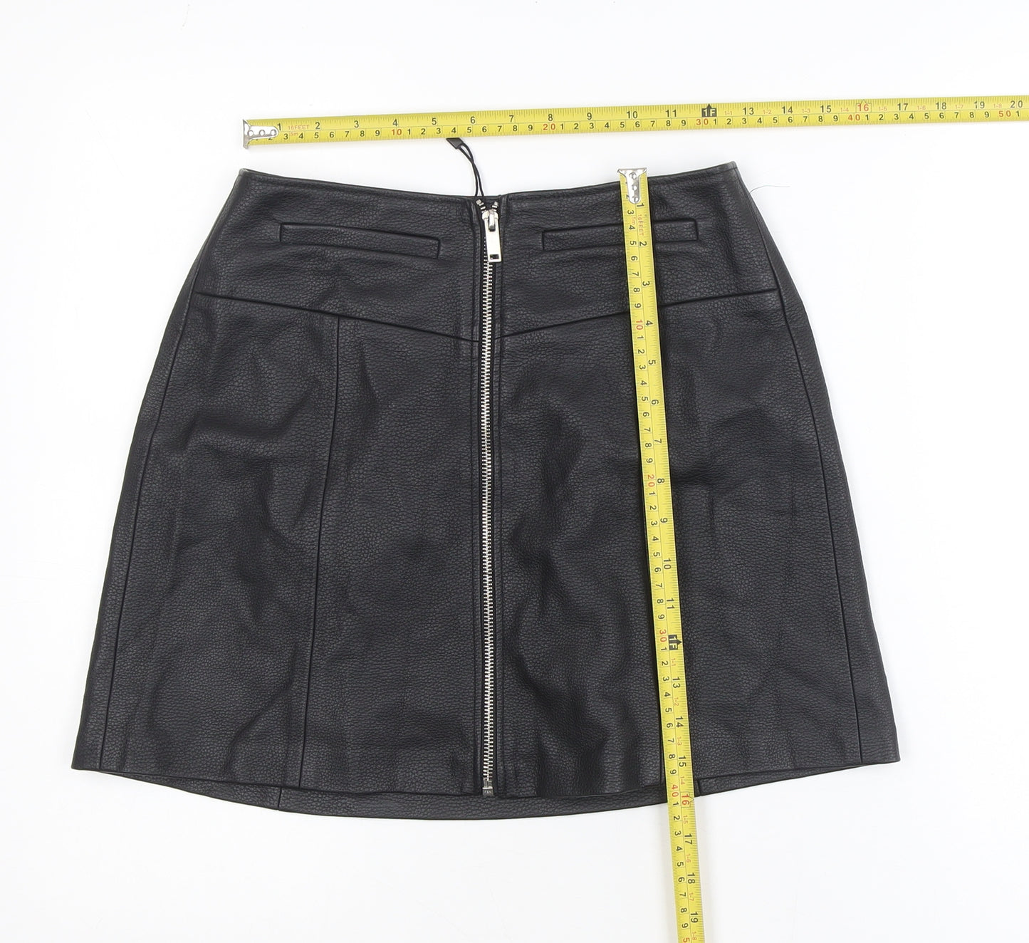 Bershka Women’s Black Faux Leather Short Pencil Skirt Size 8