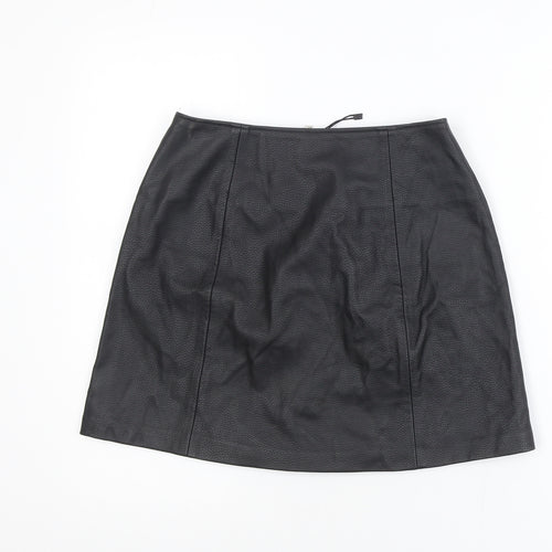Bershka Women’s Black Faux Leather Short Pencil Skirt Size 8