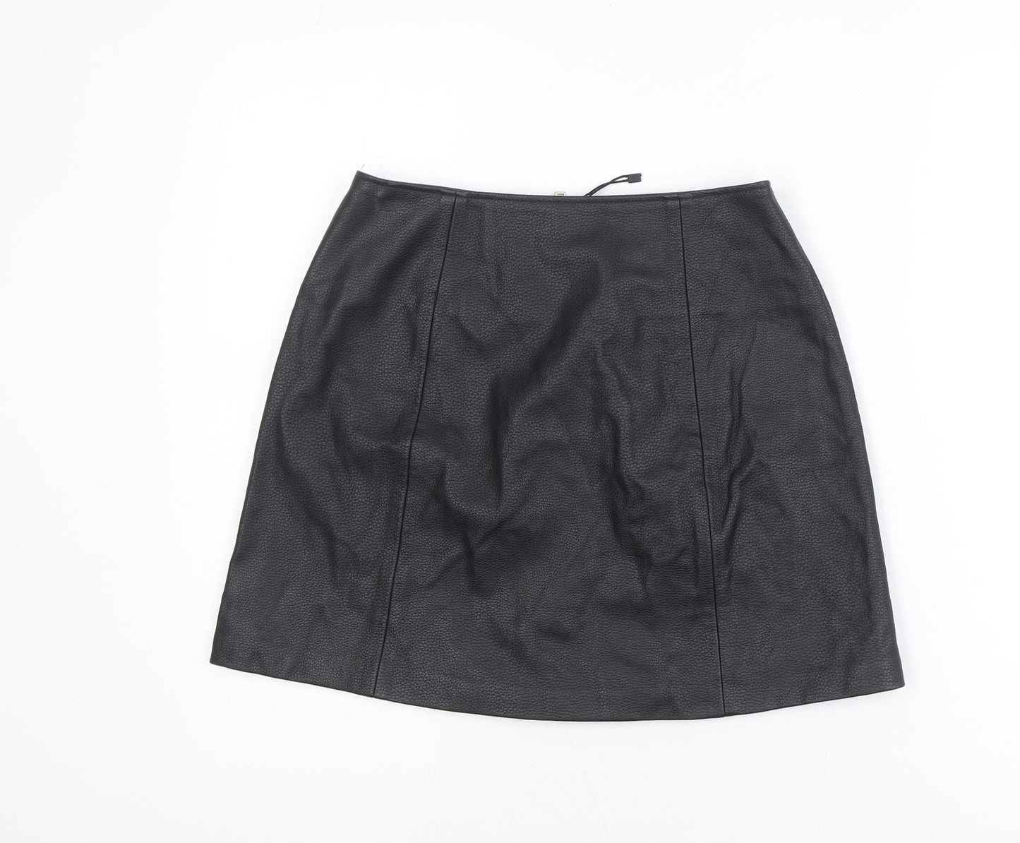 Bershka Women’s Black Faux Leather Short Pencil Skirt Size 8