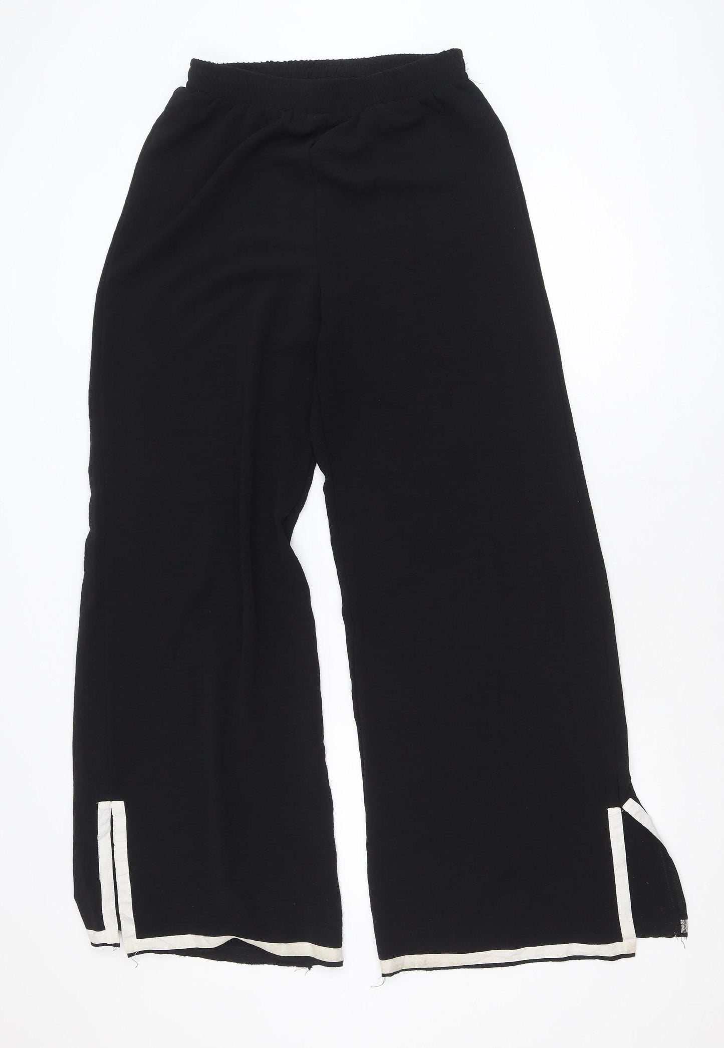 NA-KD Women Black Wide-Leg Trousers Size M Elastic Waist