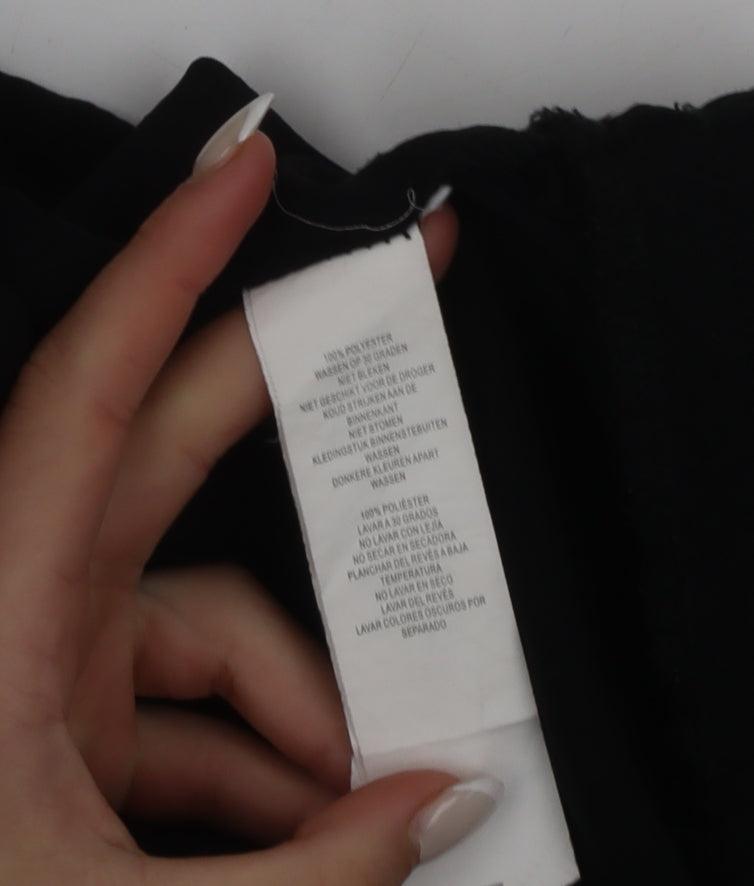 NA-KD Women Black Wide-Leg Trousers Size M Elastic Waist