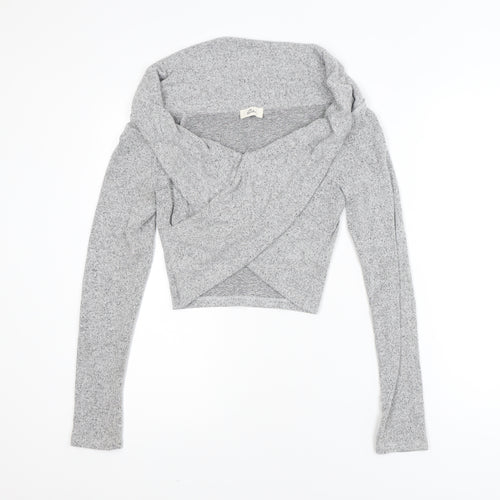 Olian Women’s Grey Wrap Knit Jumper Medium Slim Fit