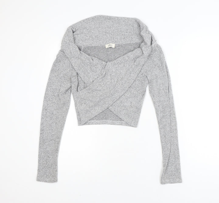 Olian Women’s Grey Wrap Knit Jumper Medium Slim Fit
