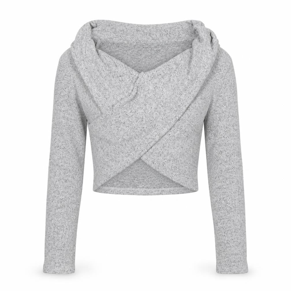 Front view of Olian Women’s Grey Wrap Knit Jumper Medium Slim Fit