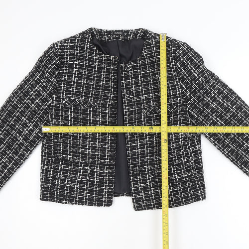 Dunnes Women Black & White Bouclé Cropped Blazer Size 8