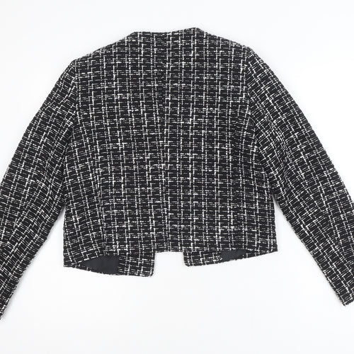 Dunnes Women Black & White Bouclé Cropped Blazer Size 8