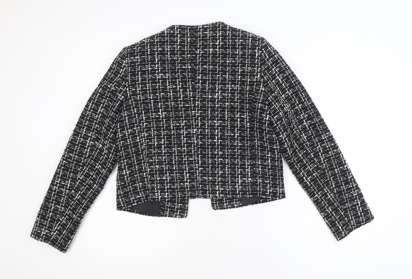 Dunnes Women Black & White Bouclé Cropped Blazer Size 8