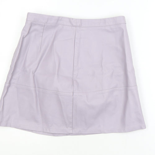 New Look Womens Purple Faux Leather A-Line Mini Skirt Size 14