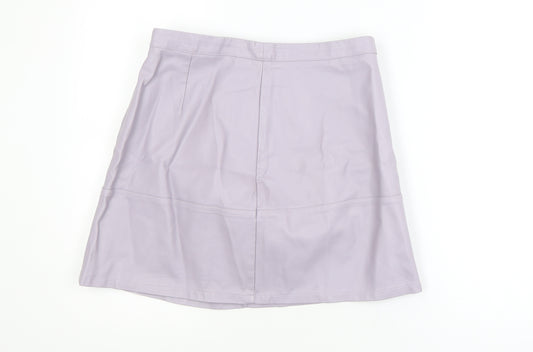 New Look Womens Purple Faux Leather A-Line Mini Skirt Size 14