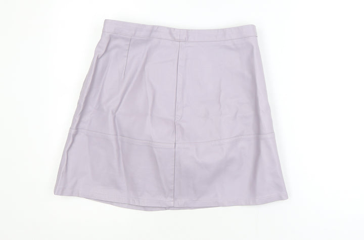 New Look Womens Purple Faux Leather A-Line Mini Skirt Size 14