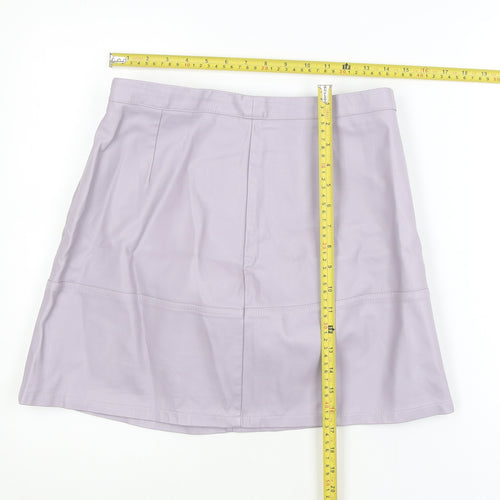 New Look Womens Purple Faux Leather A-Line Mini Skirt Size 14