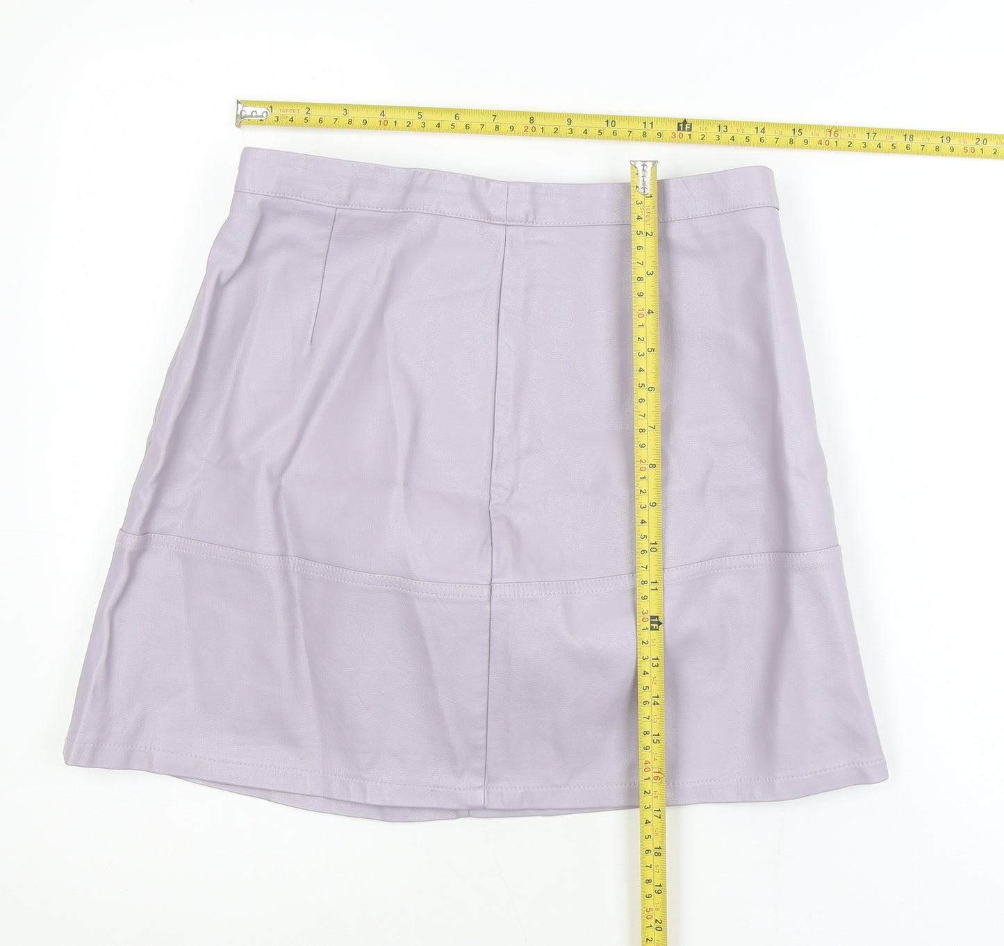 New Look Womens Purple Faux Leather A-Line Mini Skirt Size 14