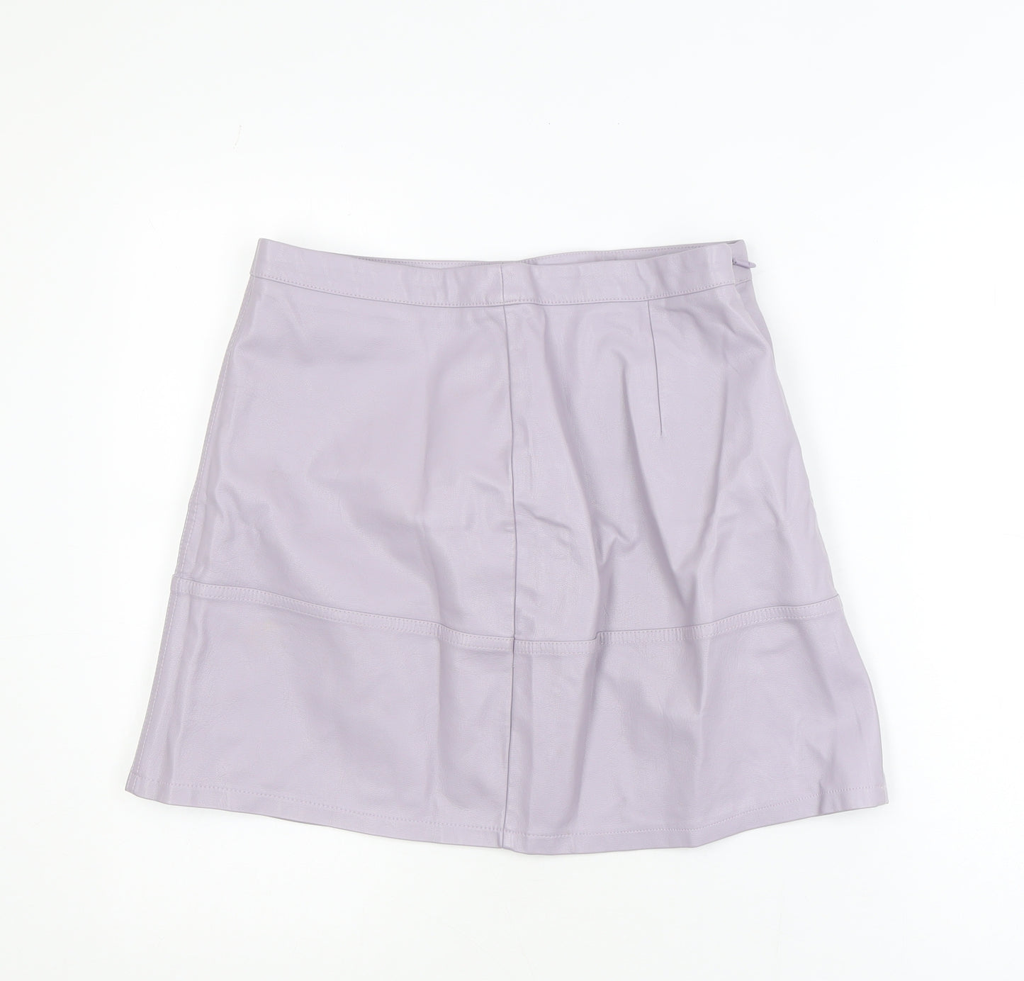New Look Womens Purple Faux Leather A-Line Mini Skirt Size 14