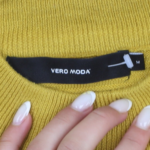 Vero Moda Women Yellow Roll Neck Knit Pullover Jumper Size M