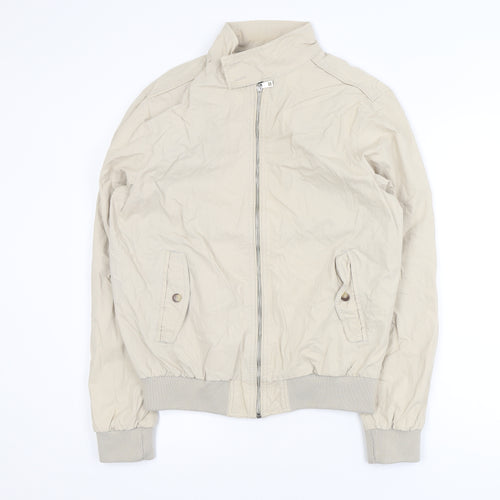 Primark Men's Beige Bomber Jacket Medium Cotton Blend Full Zip