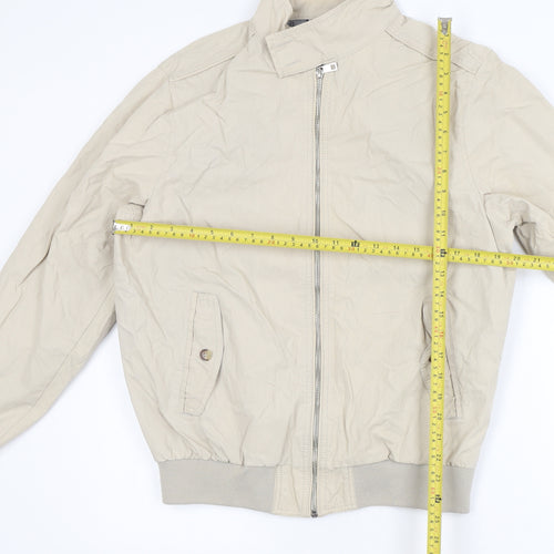 Primark Men's Beige Bomber Jacket Medium Cotton Blend Full Zip