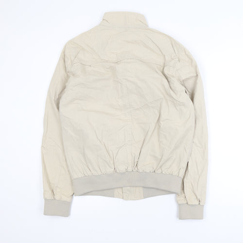 Primark Men's Beige Bomber Jacket Medium Cotton Blend Full Zip