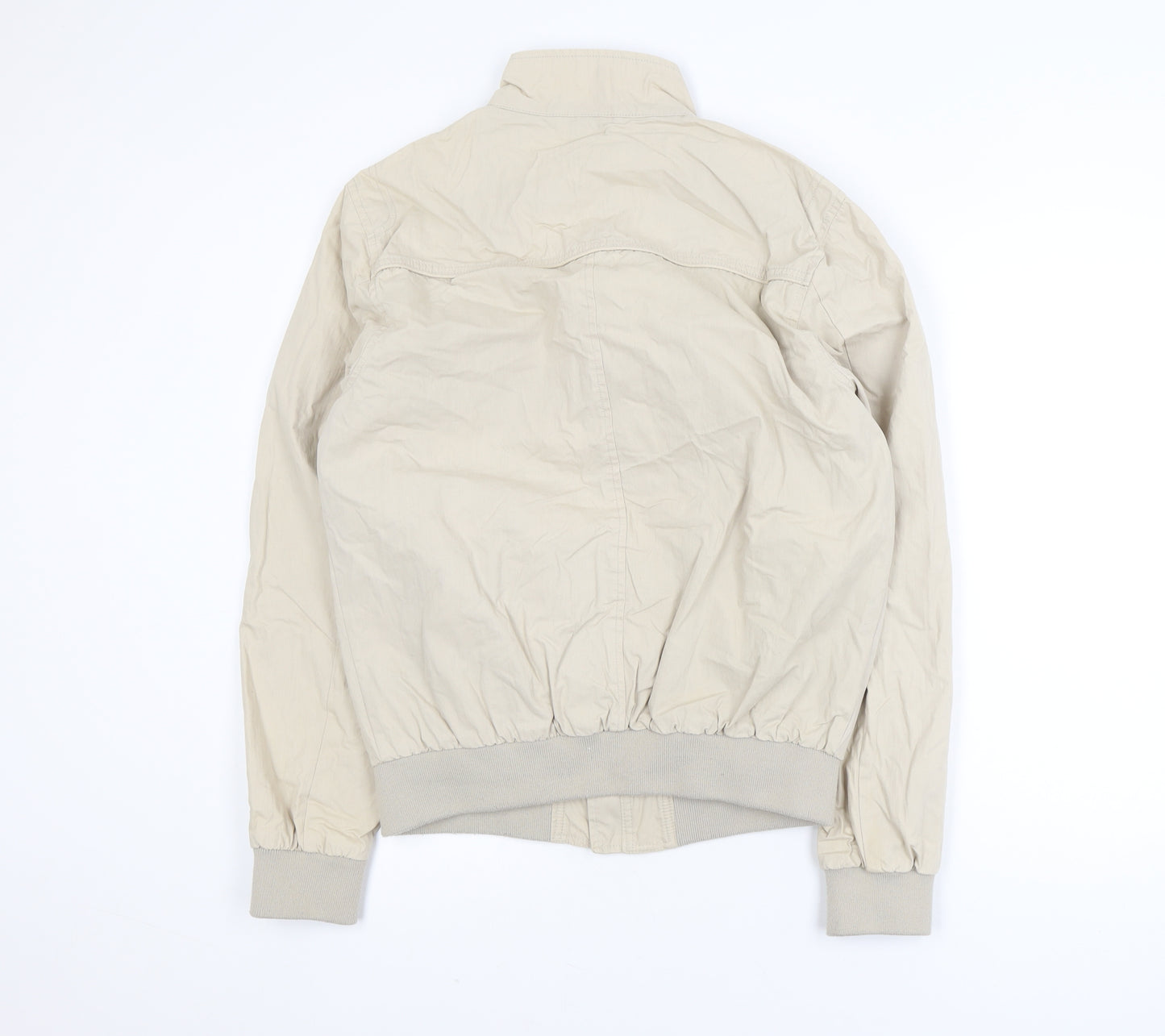 Primark Men's Beige Bomber Jacket Medium Cotton Blend Full Zip